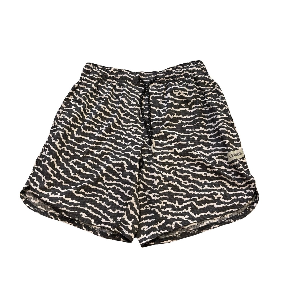 Legends Luka Mens Small Black White Tiger Camo Mesh Athletic Shorts 7" Inseam